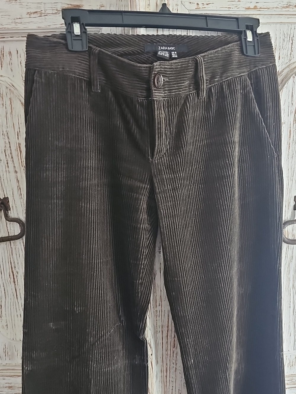 Zara Dark Brown Corduroy Trousers - Size 4
